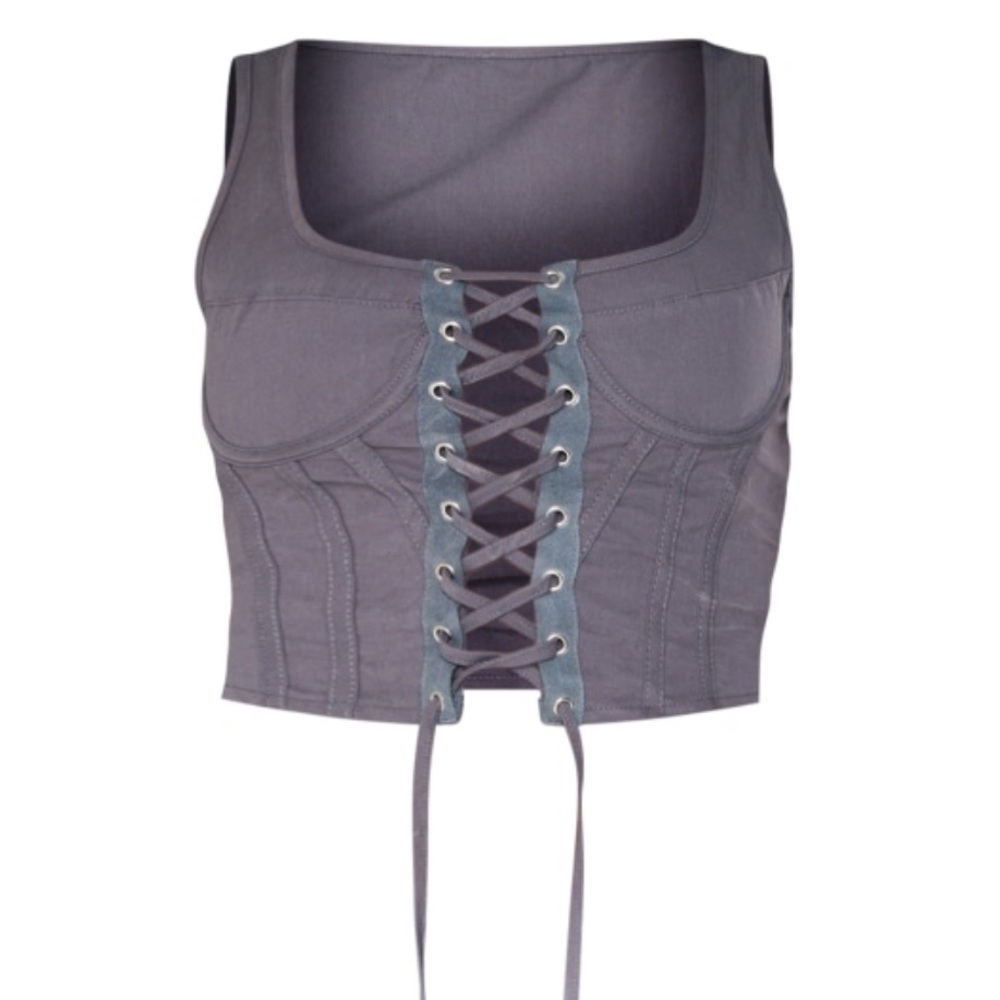 Charcoal Cargo Lace Up Top